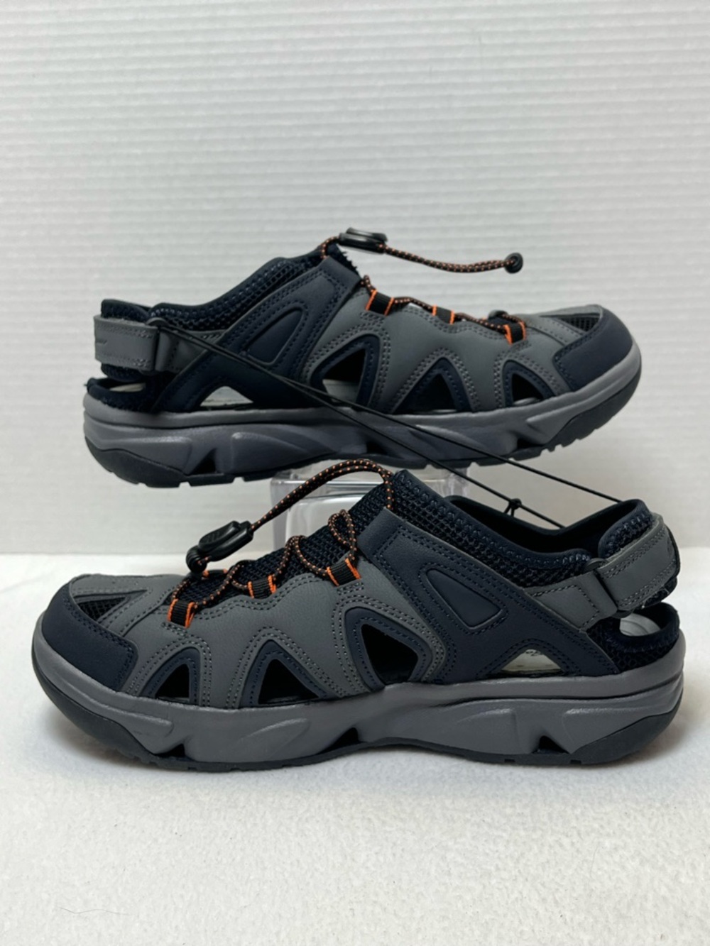 Eddie Bauer Sandals Mens 9 M LakeTrail Bungee Lace Sporty Fisherman Blue Gray